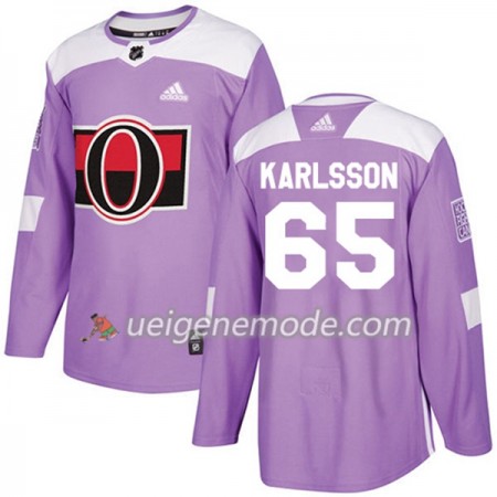 Herren Eishockey Ottawa Senators Trikot Erik Karlsson 65 Adidas 2017-2018 Lila Fights Cancer Practice Authentic